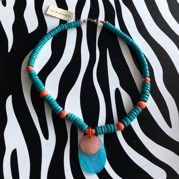 3 for $30 Stephan & Co. Blue and Orange Necklace - Picture 1 of 5